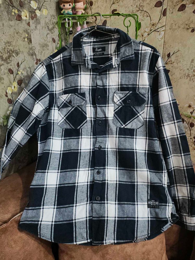 Men Branded Checkered Shirt