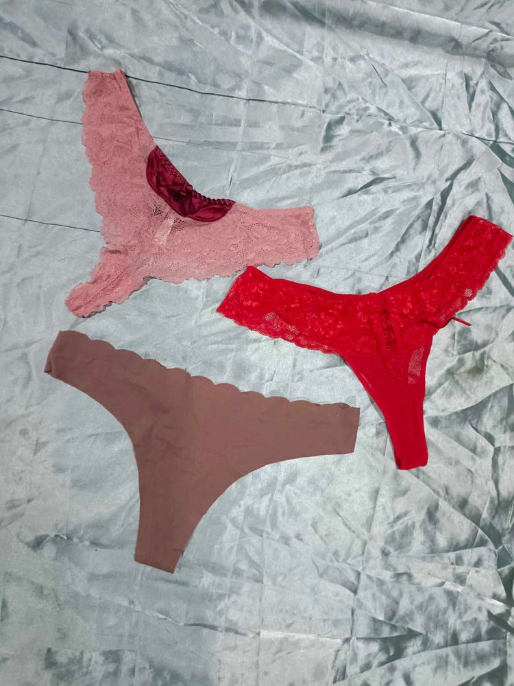 Lace Thong Panties - 3 Pack