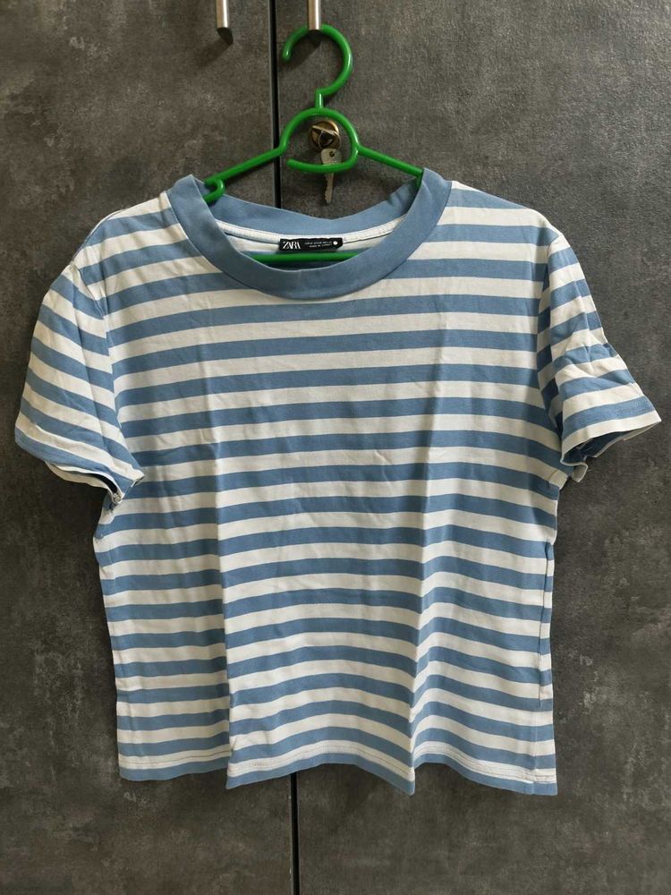 Blue And White Striped Tshirt