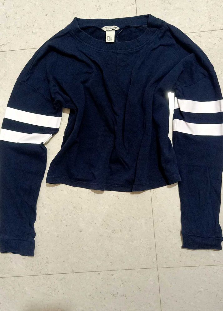 Navy Striped Cuff Sweater