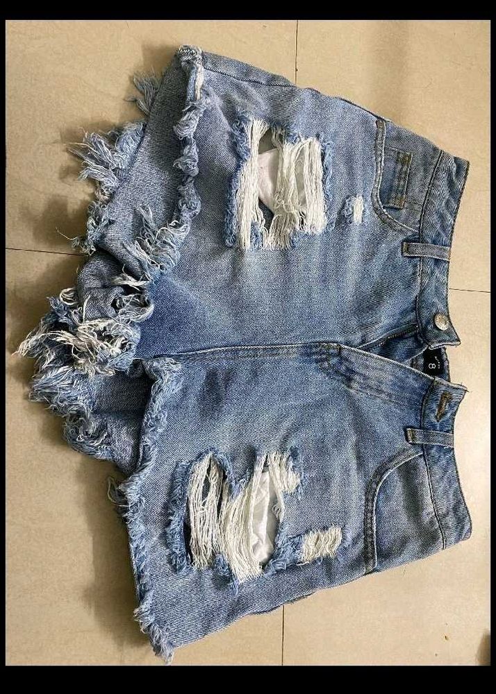Distressed Denim Shorts