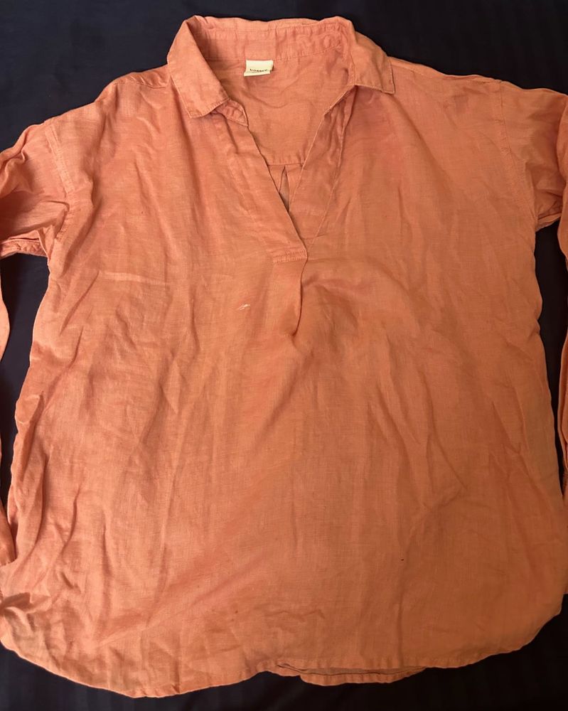 Coral Linen Top