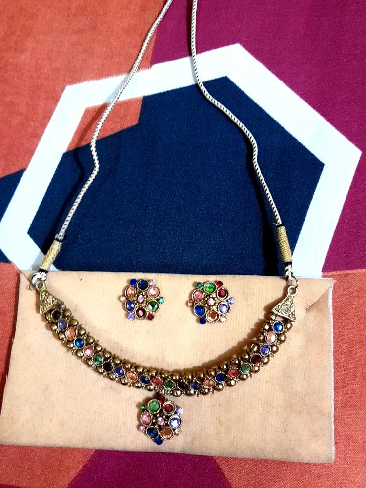 Beautiful Stone Necklace Set,For 50 Rupees