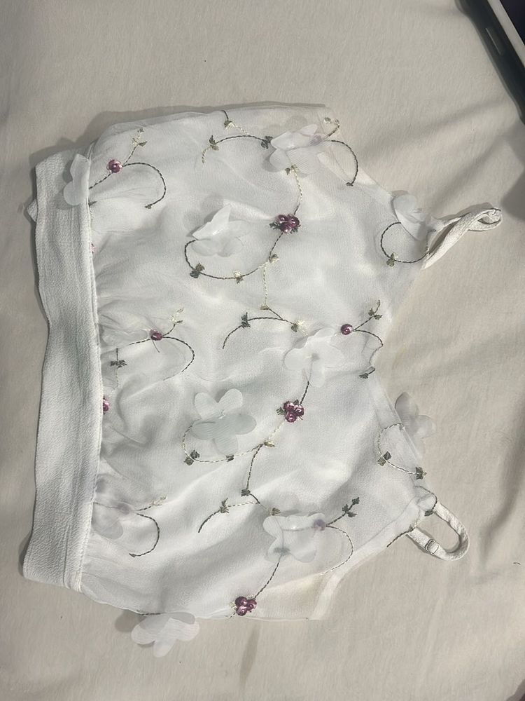 Floral White Tank Top