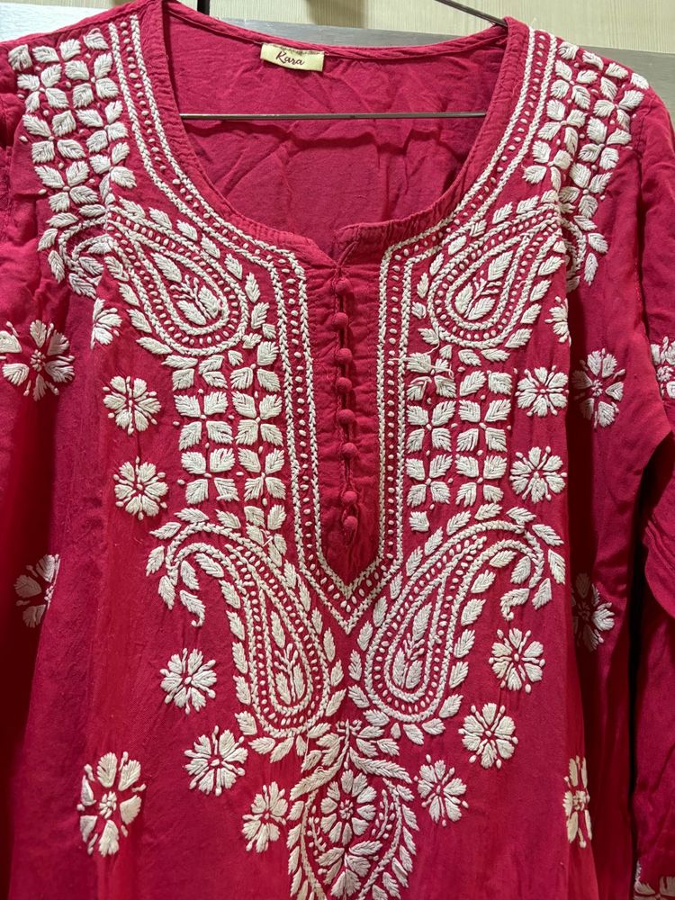 Original Chikankari Light Red Kurta
