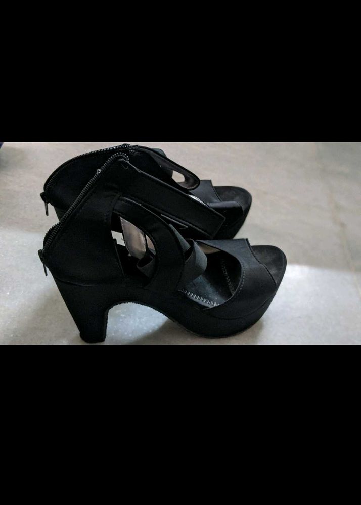 Women Black New High Heels Wedges Sandals
