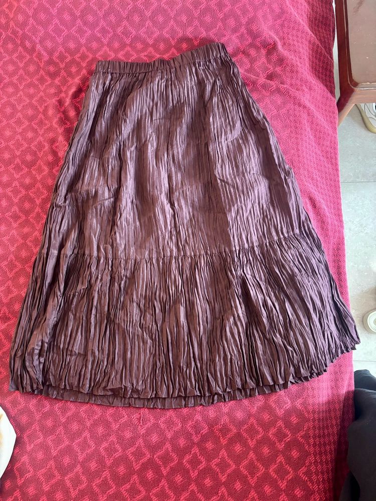 mauve silk midi Skirt- Eileen Fisher