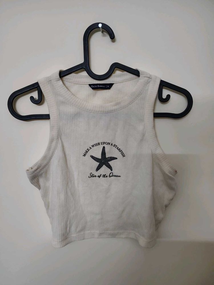 Starfish Graphic ribbed Crop Top