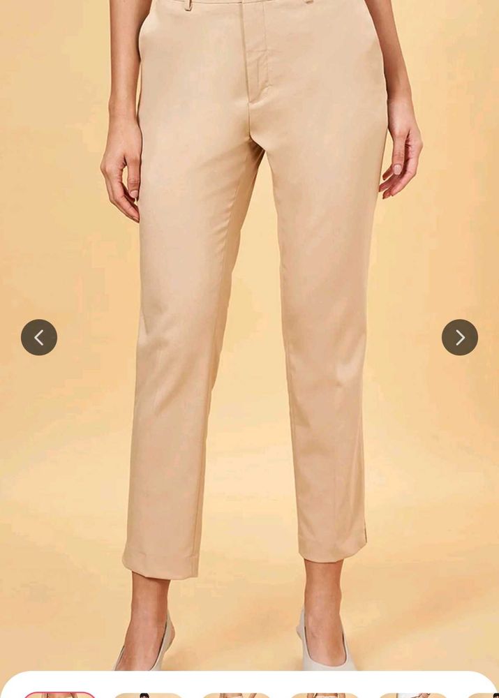 Beige Straight slim fit trouser