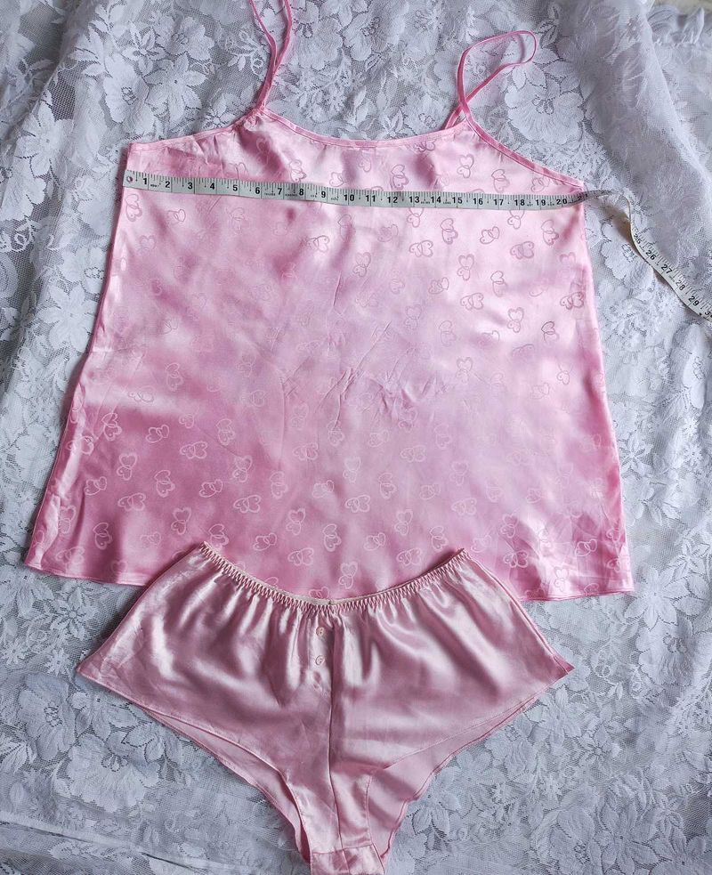 Pink Satin Cami Set