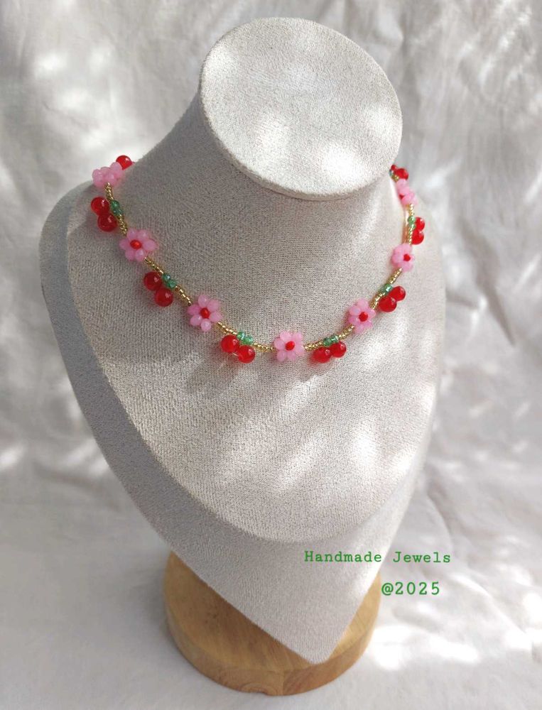 Cherry Blossom Beaded Necklace