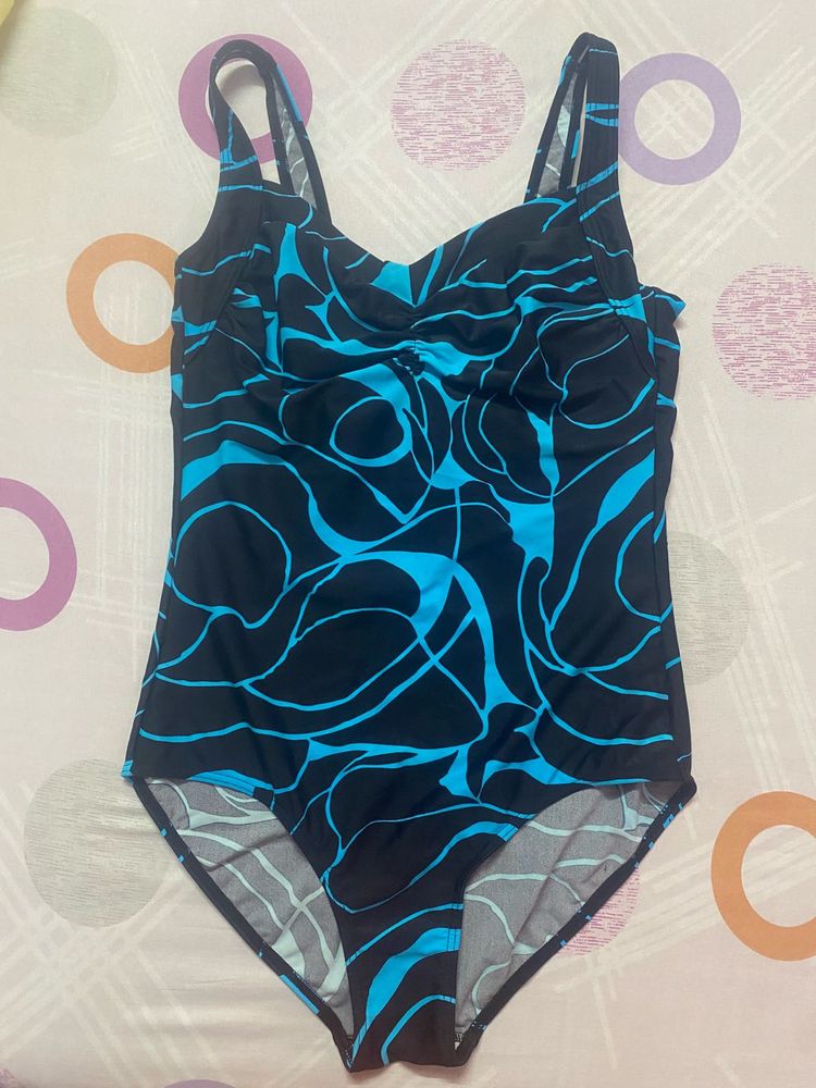 Blue &amp; Black Printed Swimsuit