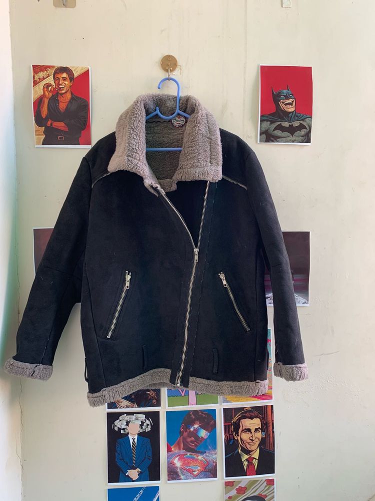 Black Faux Shearling Lined Jacket