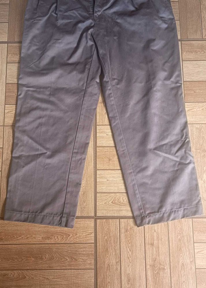 Gray Cropped Casual Pants