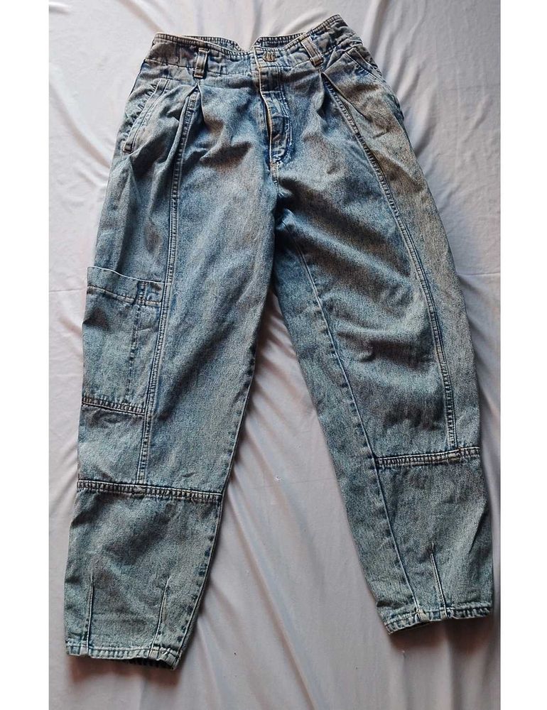Vintage Acid Wash Cargo Jeans
