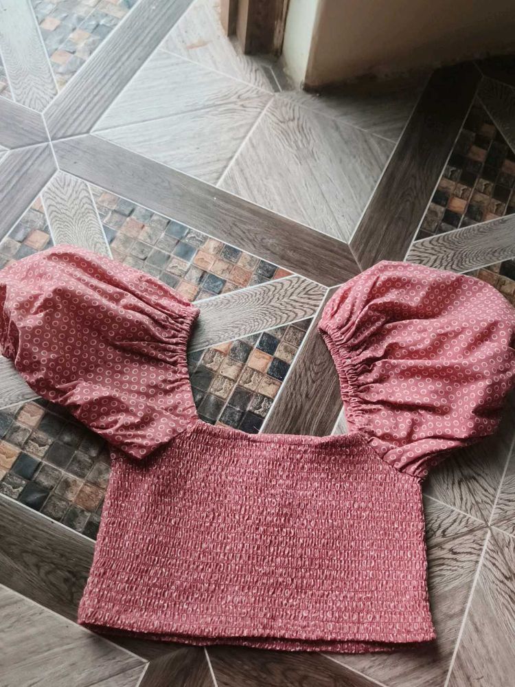 Cute Puff Sleeve Crop Top