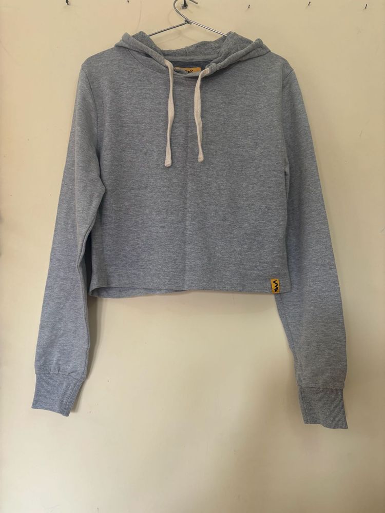 Grey Cropped Hoodie