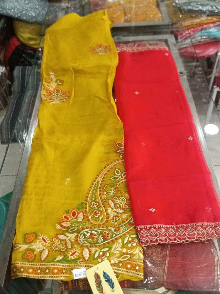 Yellow &amp; Red Dress Material