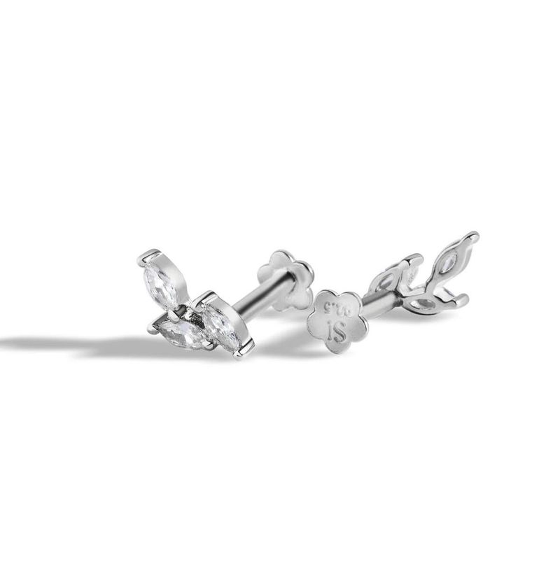Leaf Design Silver Stud Earrings