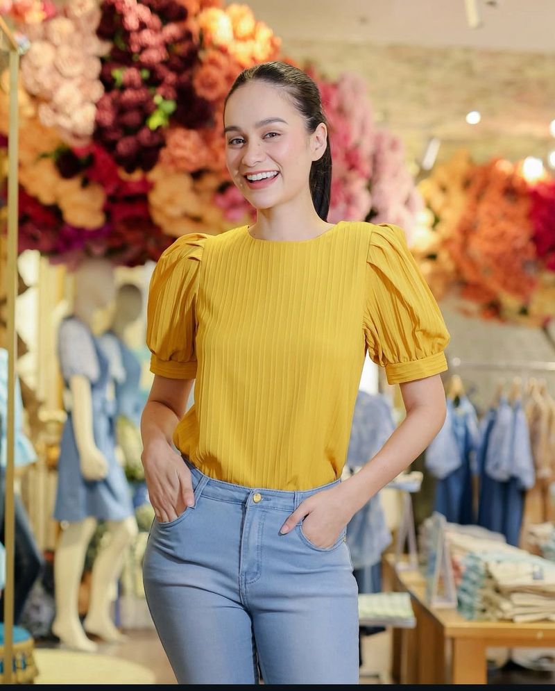 Mustard Puff Sleeve Top