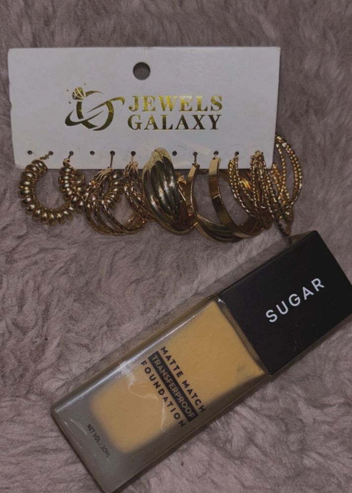 Gold Loop earrings + Sugar Matte Foundation
