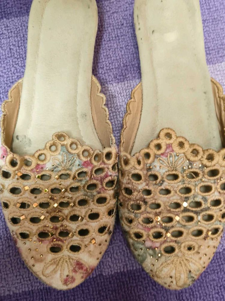 Embellished Floral Cutout Mules