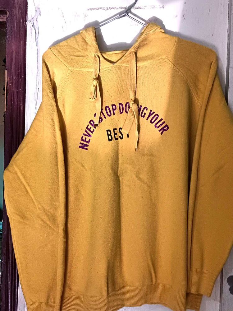 Yellow Graphic Print Hoodie