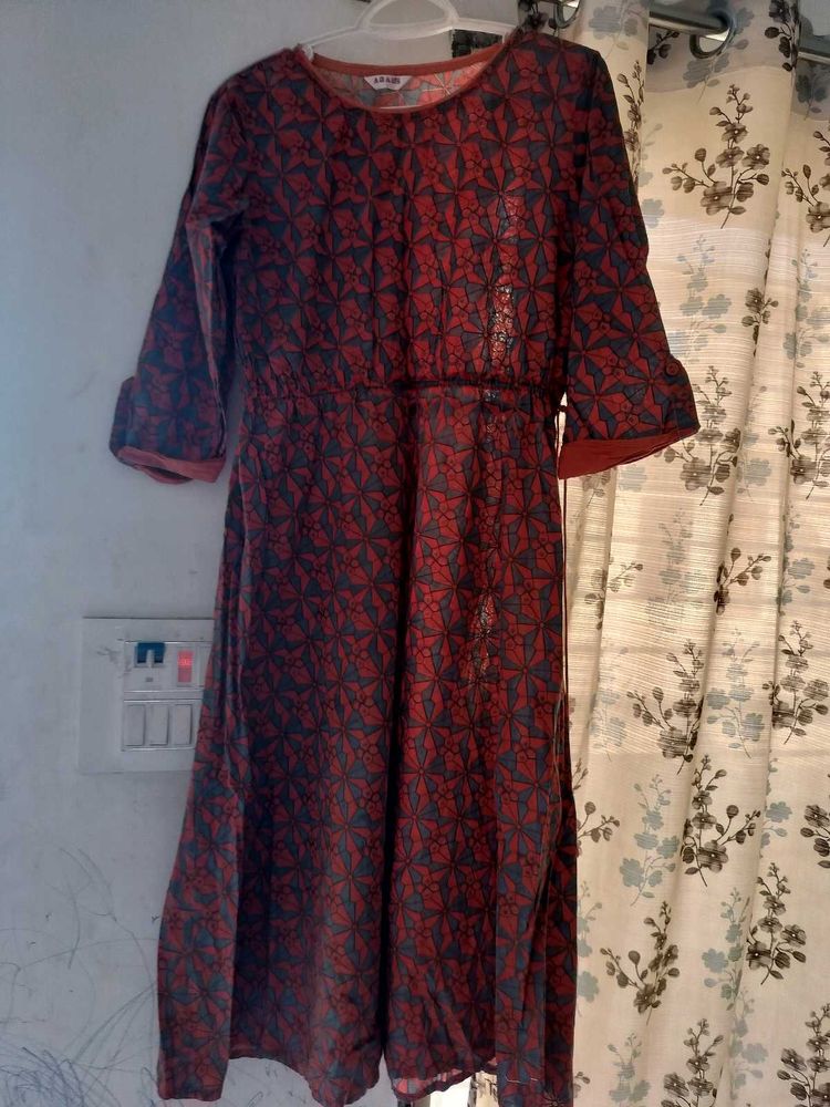 Orange Kurta With Adjustable Strap