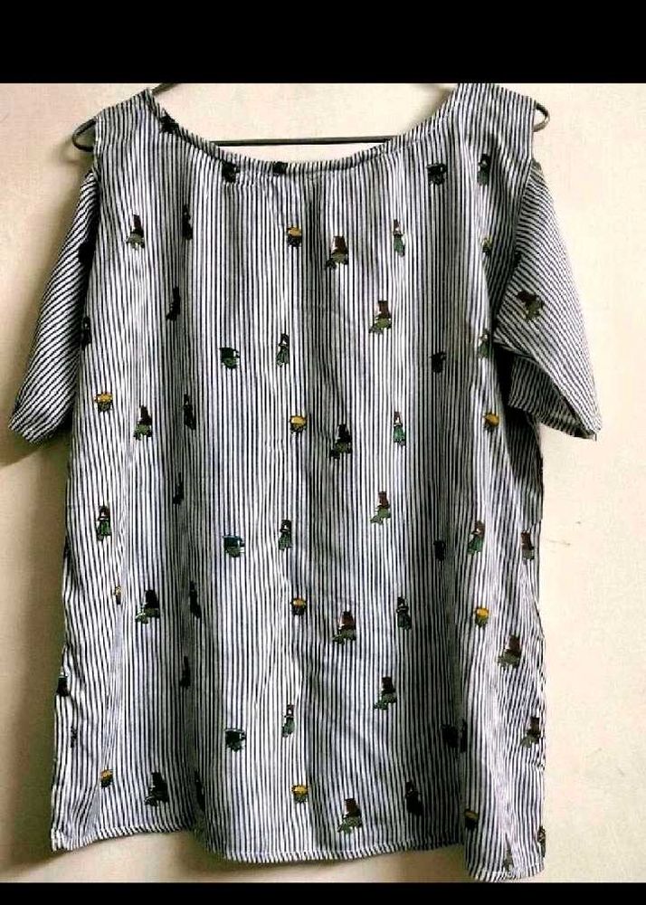 Cold Shoulder Striped Top.