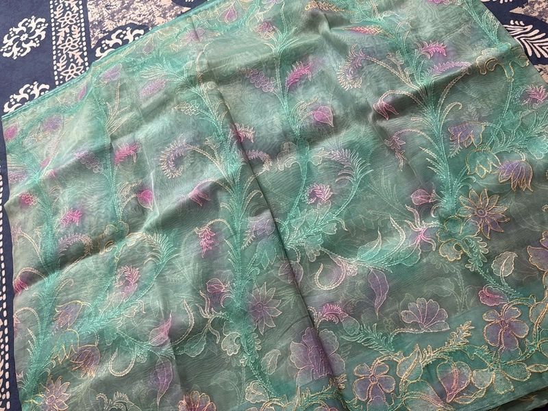 Pastel Shade Pure Net Saree With Zari