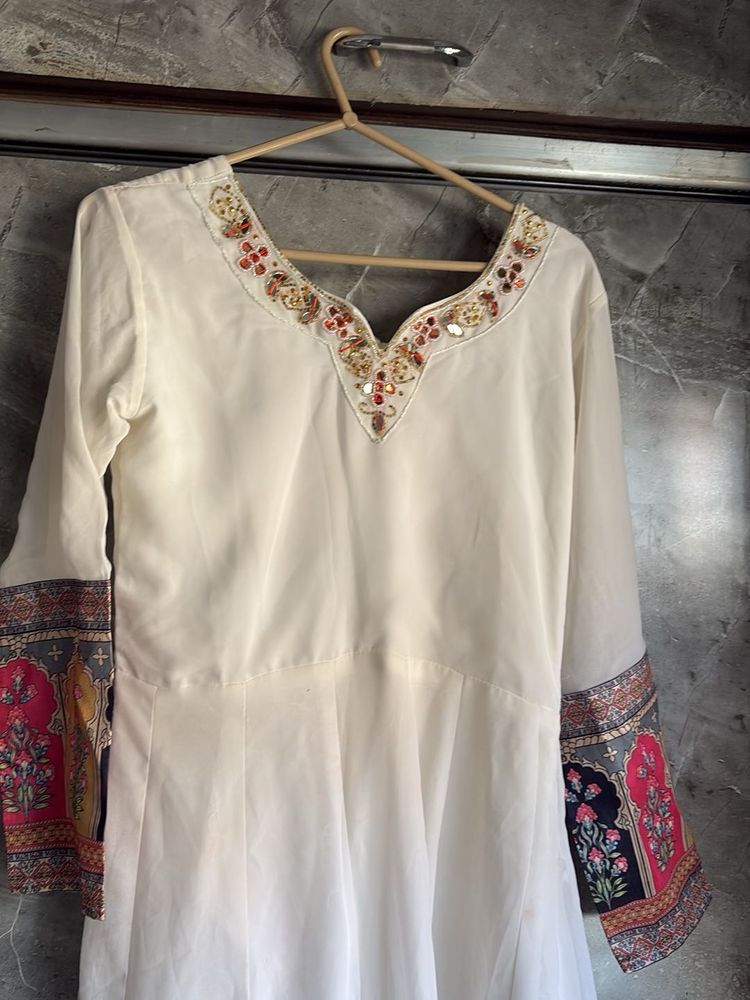 Elegant White Ethnic Dress