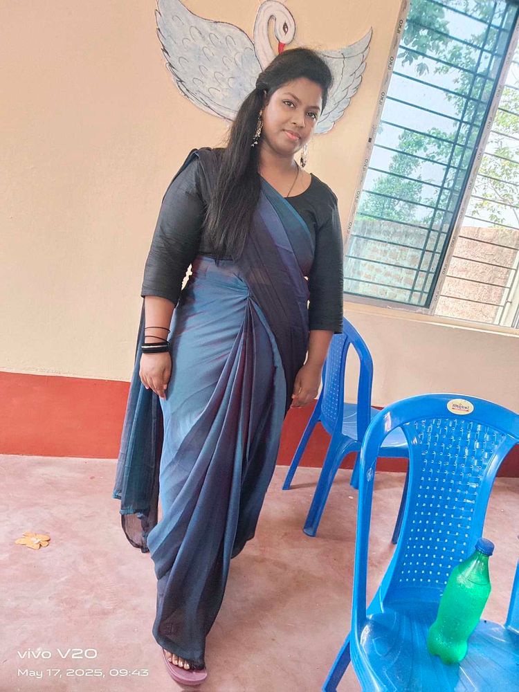 Elegant Blue &amp; Black Saree