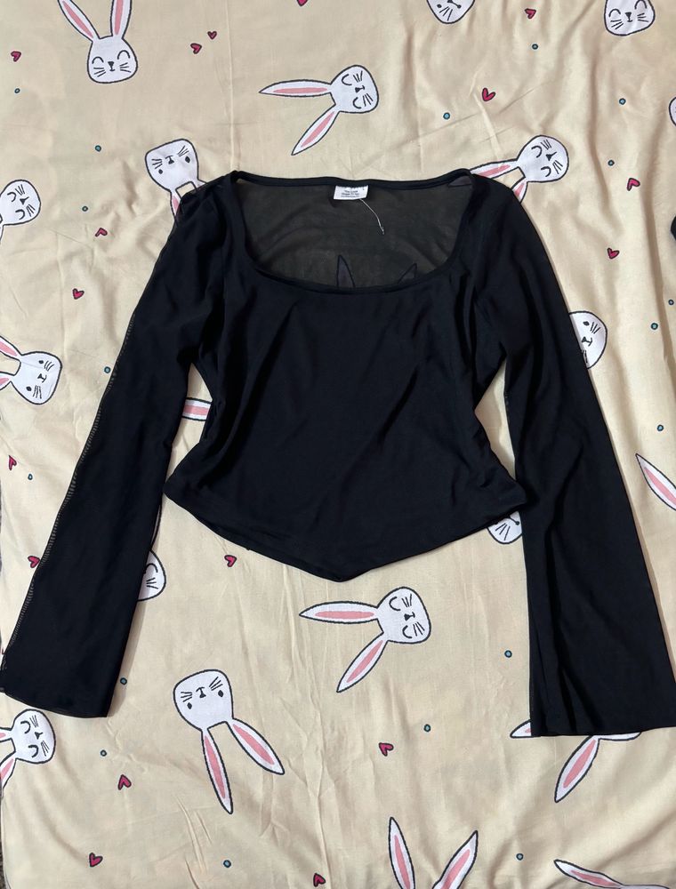 black mesh top