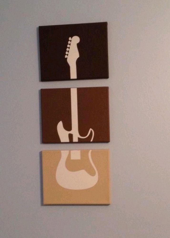 Guitar Painting In Three Pieces