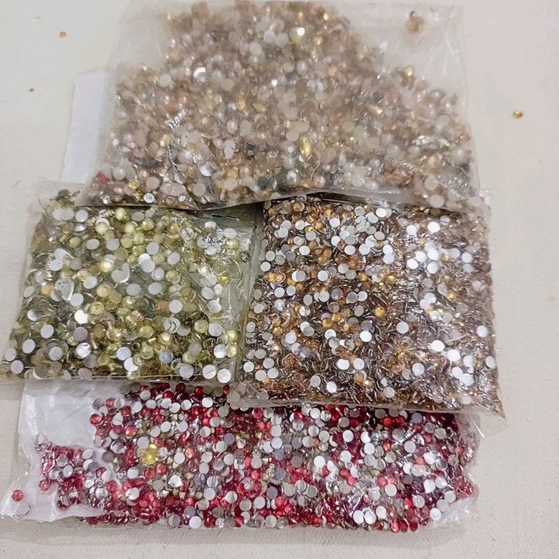 Stones Beads Art Craft Material 150 gm Combo