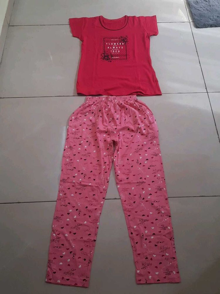 Cute Pink Printed Night Suit Not Used Brand New