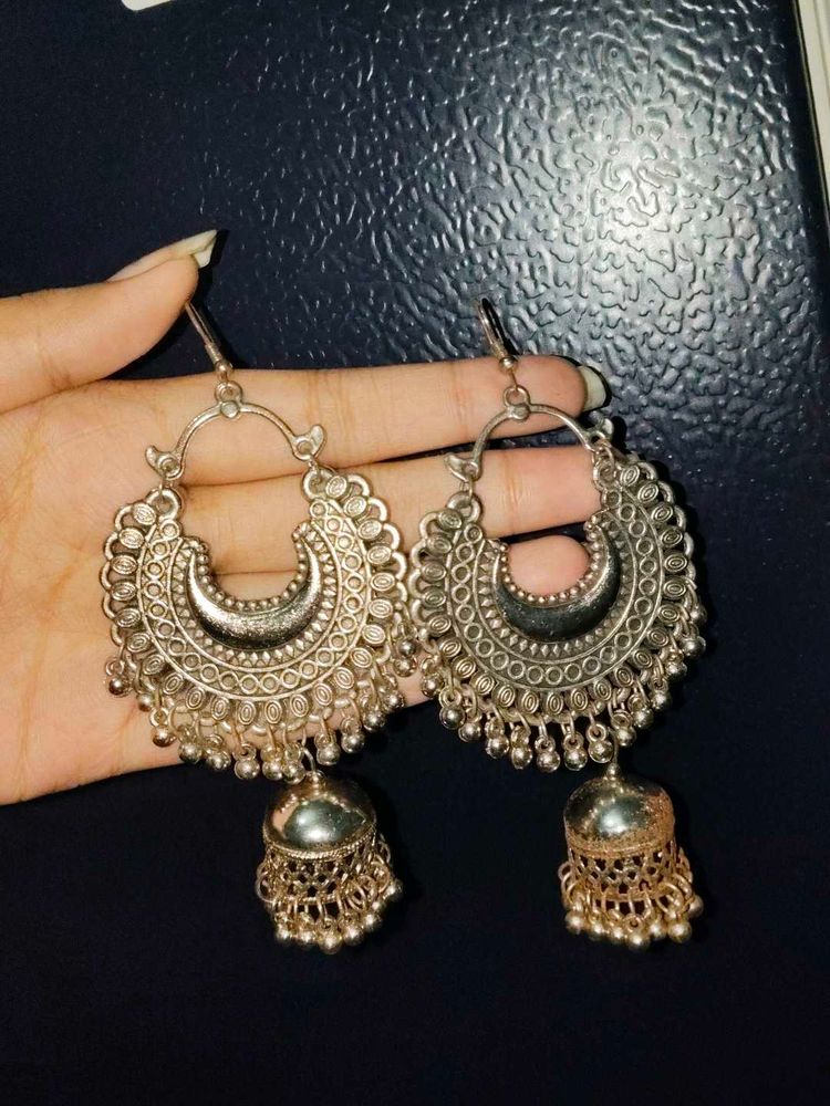 Silver Jhumka Earrings
