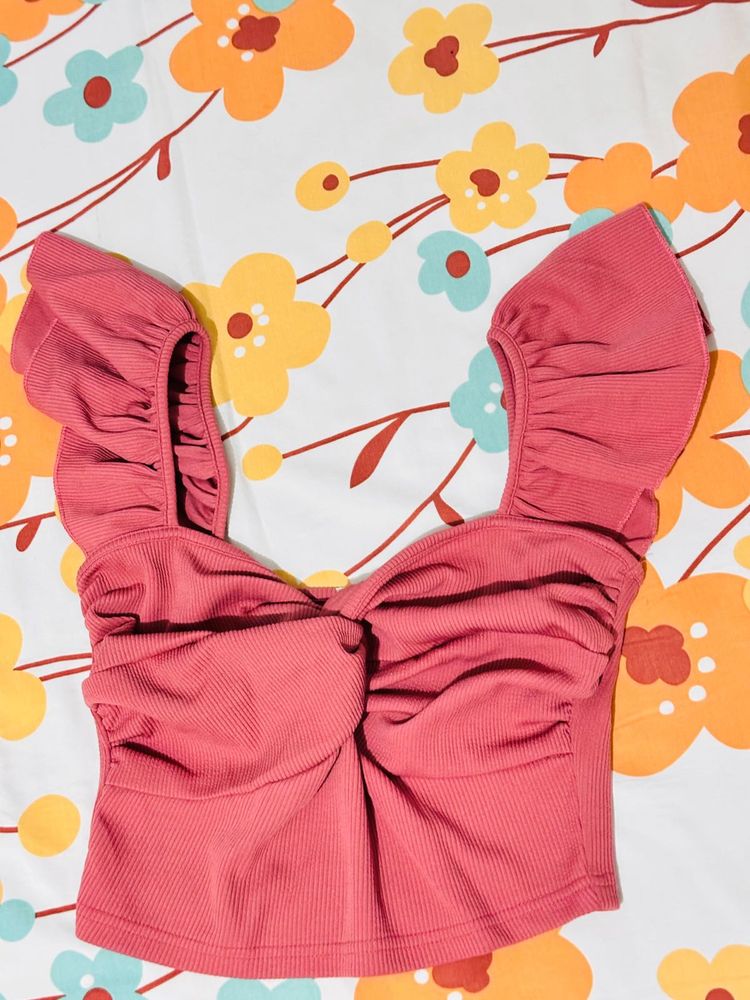 Cute Pink Ruffle Top