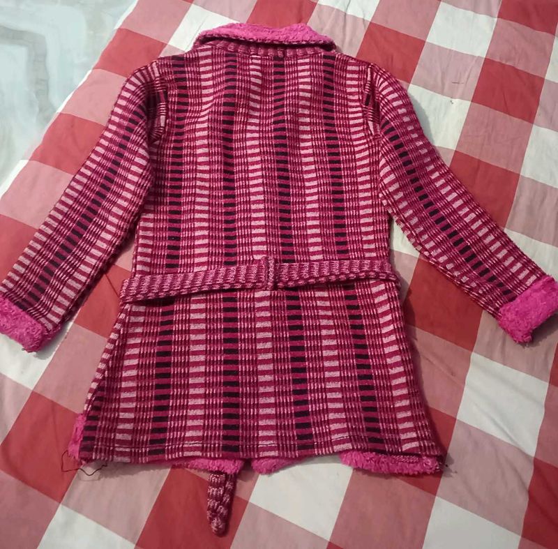 Cute Pink Plaid Coat