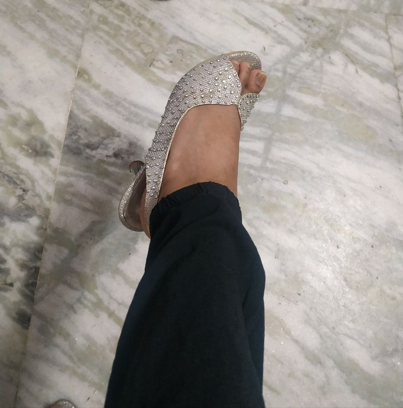Silver Studded Heels For Women
