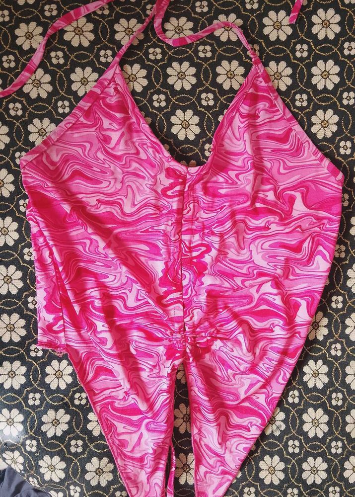 Pink halter Crop Top