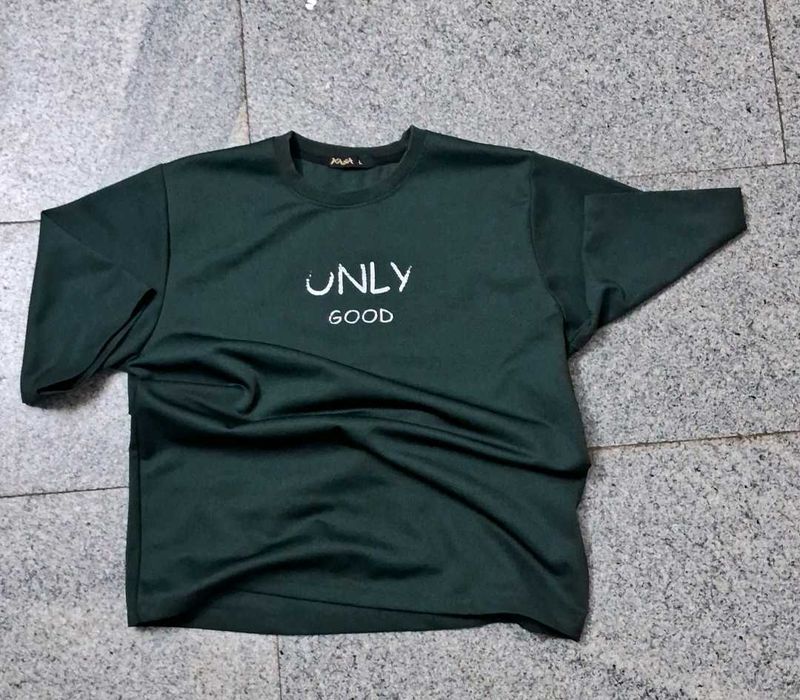 Dark Green Graphic Oversized Tee - Only Good