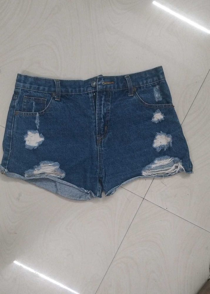 Distressed Denim Shorts