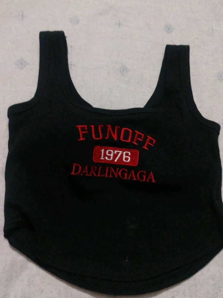 Black Graphic Padded Tank Top