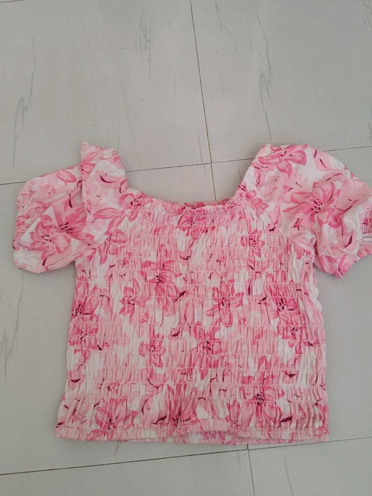 Floral Smocked Crop Top