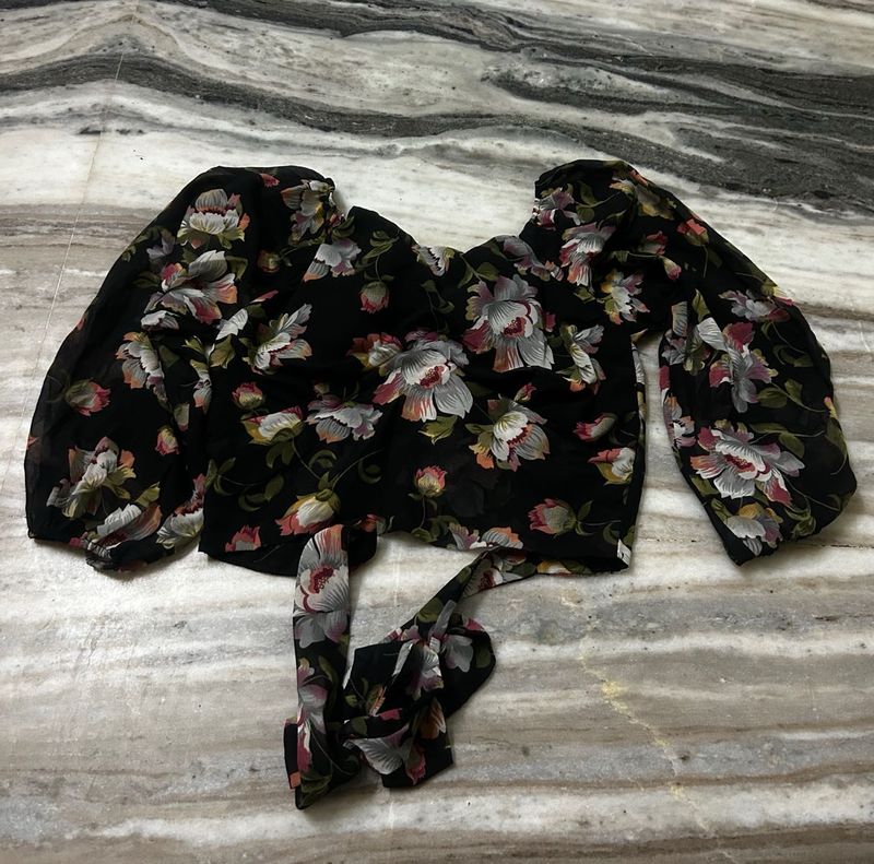 Backless Floral Print Blouse