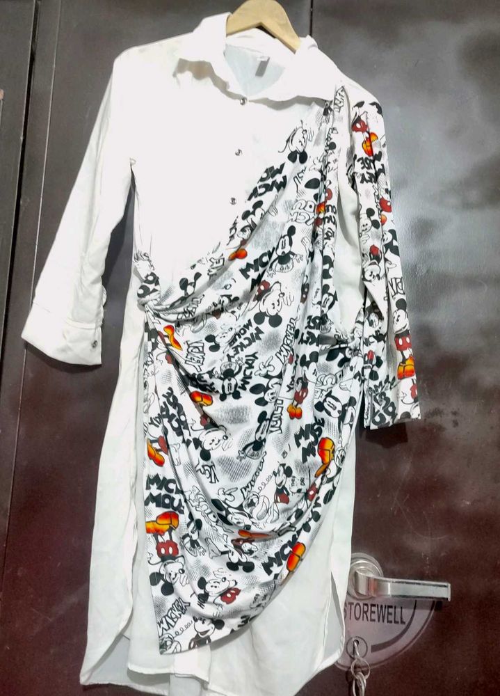White Top Like Shirt Mickey Front Print 36 Bust
