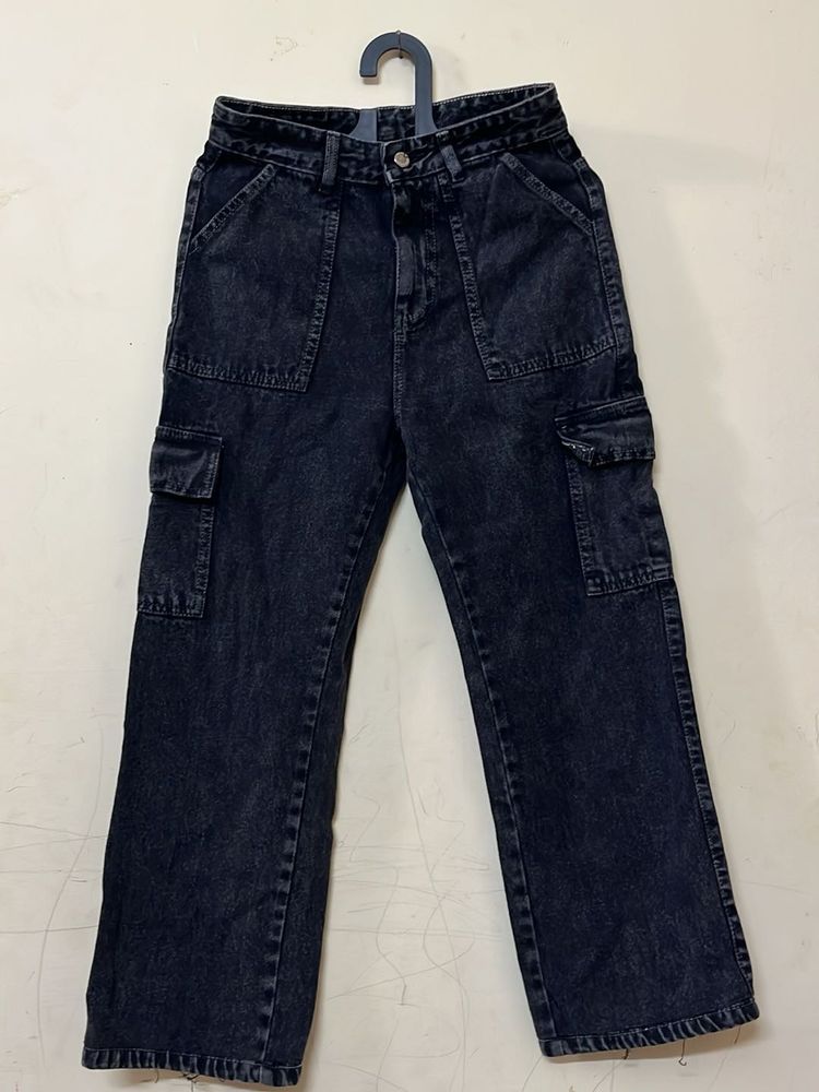 Dark Wash Cargo Pants