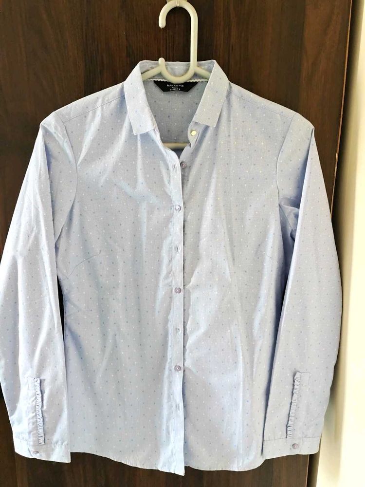 Park avenue Light Blue Polka Dot Shirt, S-M
