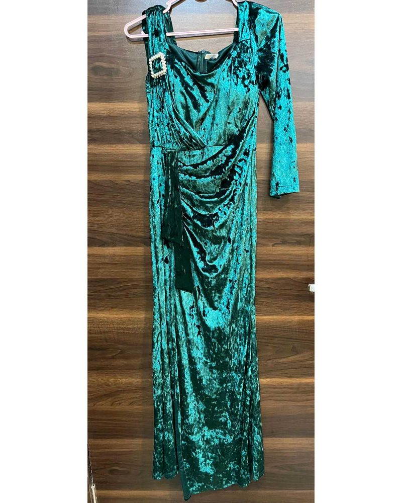 Emerald Green Velvet Maxi Dress